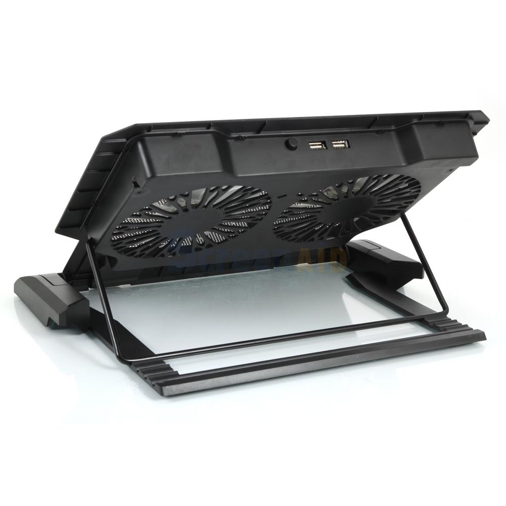 1017.4" Laptop Tablet 2 Fans USB LED Cooing Cooler Pad Adjustable