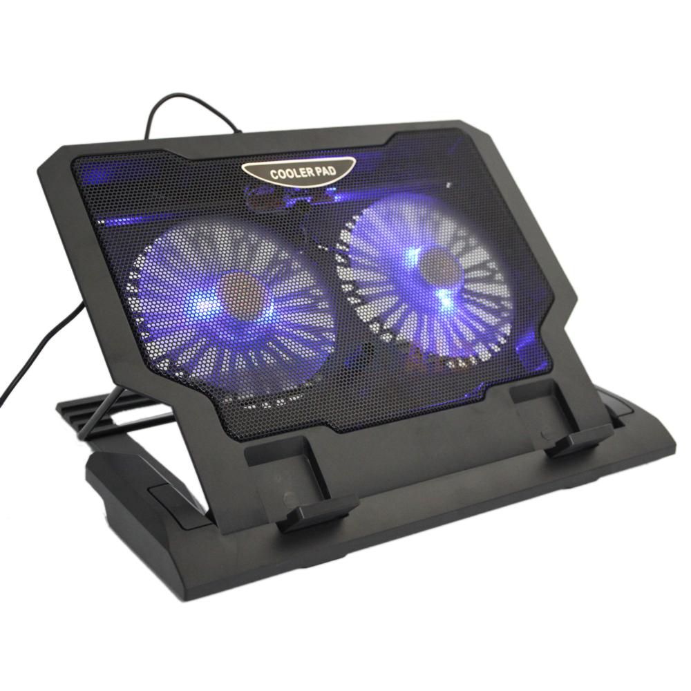 1017.4" Laptop Tablet 2 Fans USB LED Cooing Cooler Pad Adjustable
